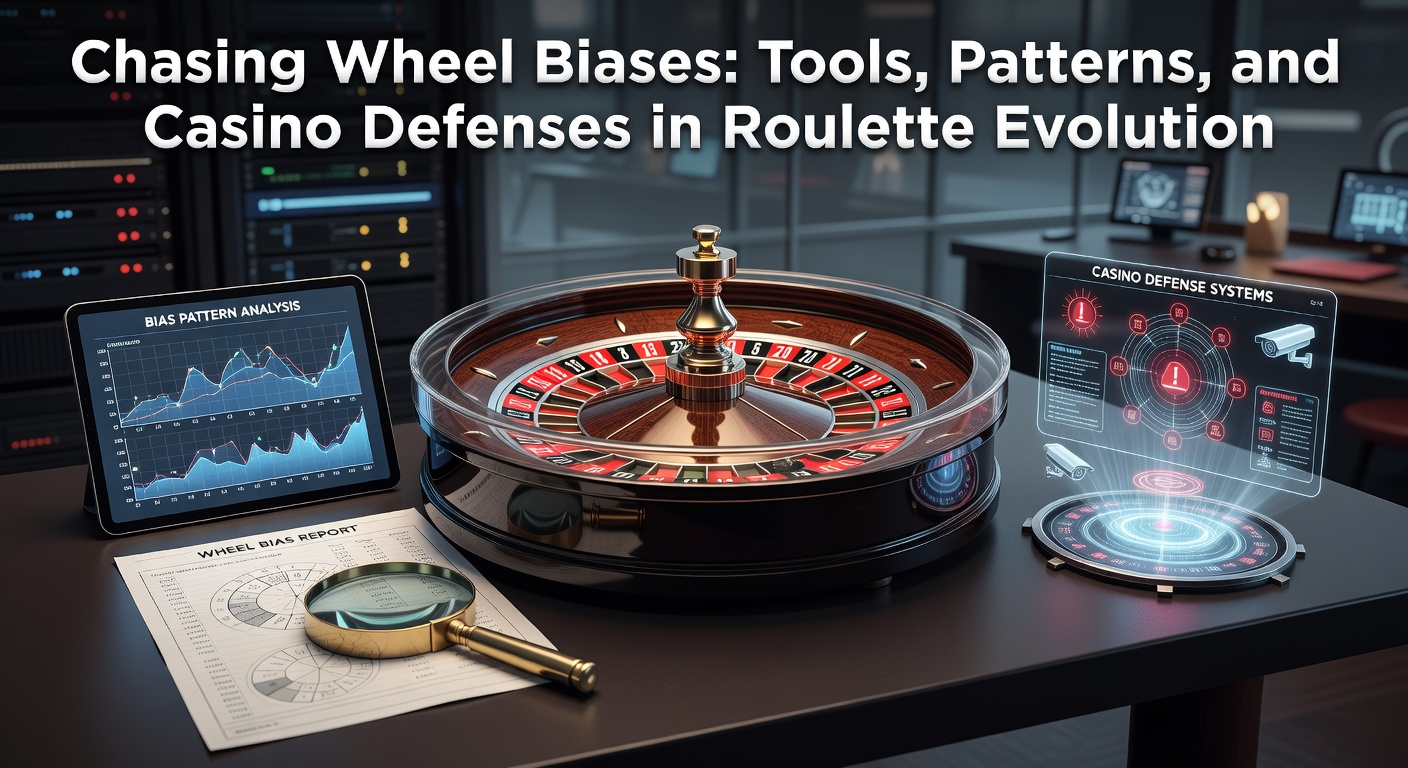 Een klassiek roulettewiel in actie, met bal die door de pockets rolt en mogelijke biassectoren gemarkeerd