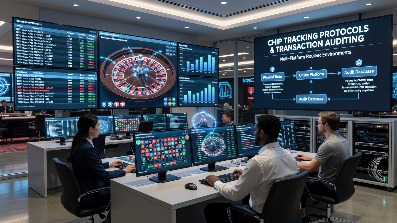 Audit dashboard displaying synchronized chip movements and transaction logs from multiple roulette platforms