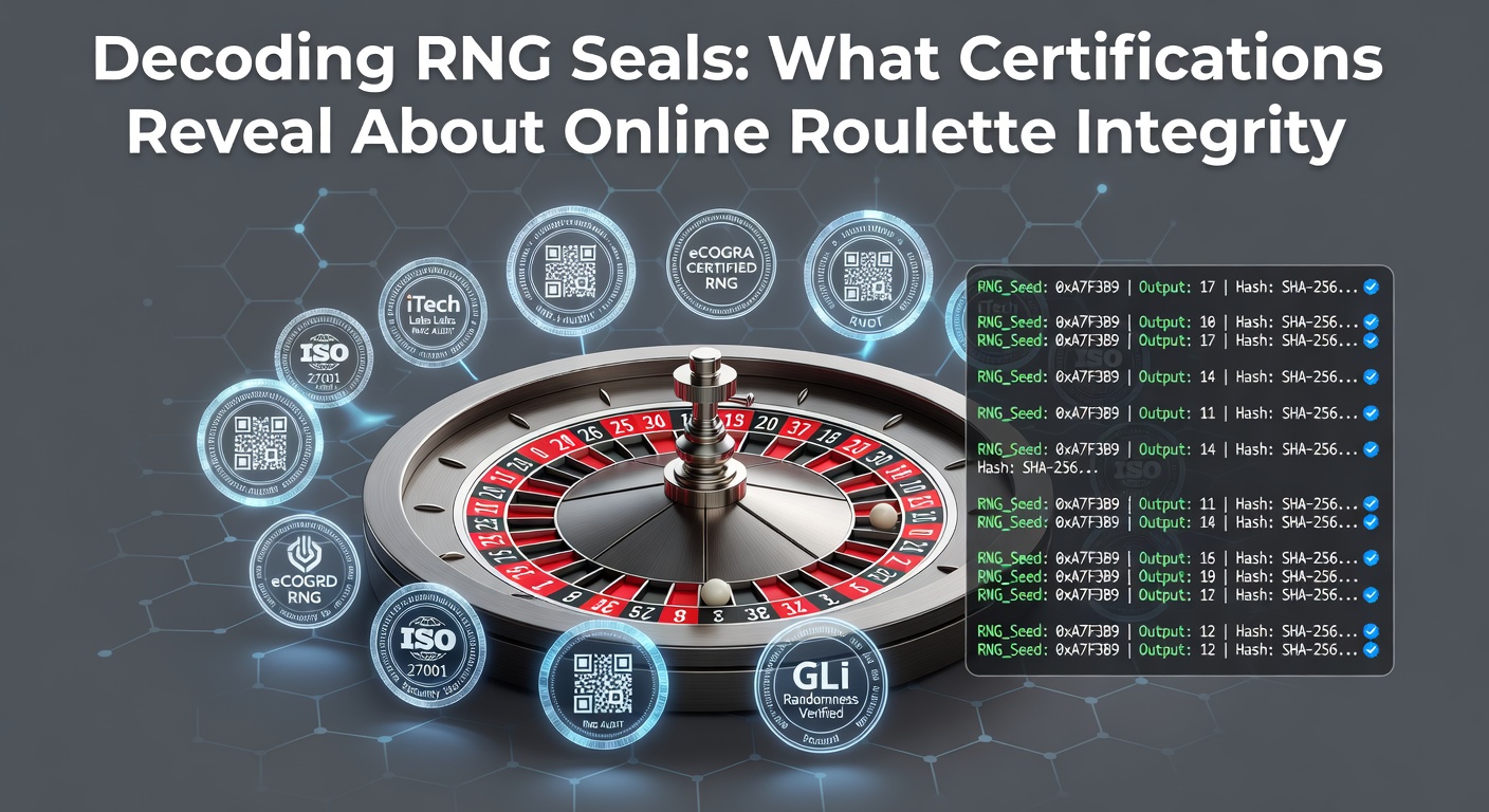 Een prominent RNG-certificaat op de homepage van een gerenommeerd online casino, met logo's van toonaangevende testlabs die de eerlijkheid van de software garanderen