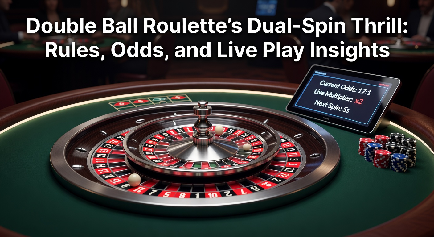 Dynamisch beeld van een Double Ball Roulette-wiel met twee ballen die in tegengestelde richtingen rollen tijdens een live sessie