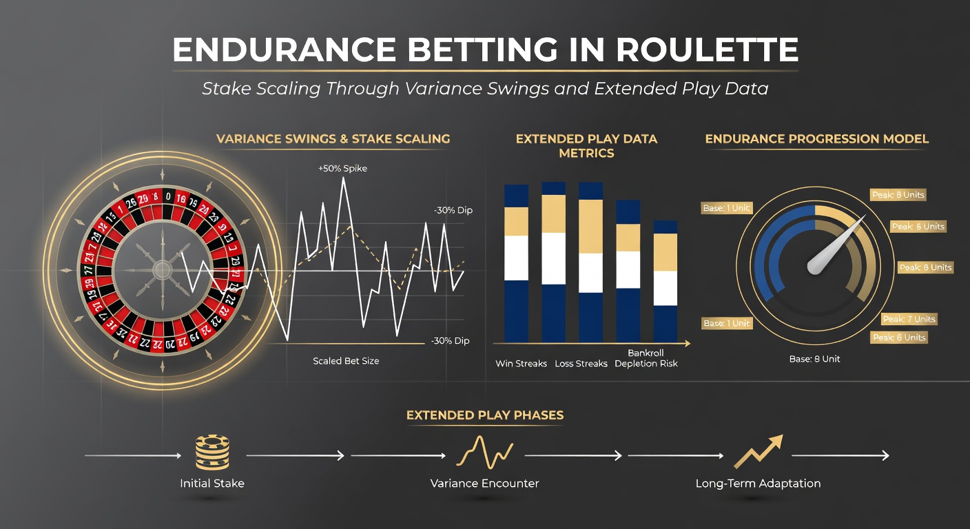 Grafiek van roulette variantie-schommelingen tijdens lange speelsessies, met lijnen die bankroll-swings illustreren