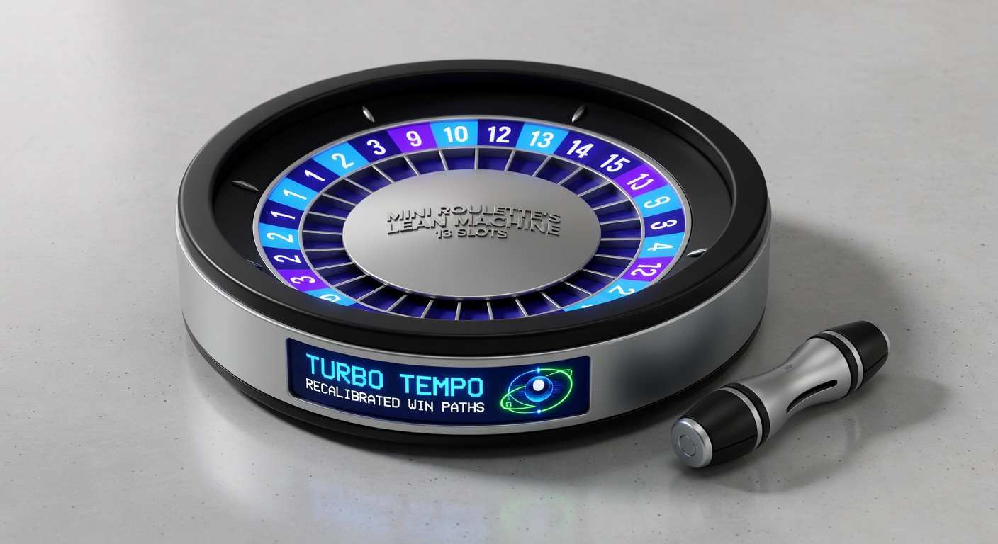 Mini Roulette wiel met 13 slots in actie, draaiend met turbo tempo