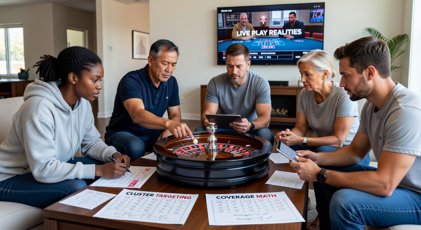 Grafische weergave van dekking op een rouletterad voor een volledige voisins du zero bet, met overlappende buurclusters en procentuele dekking aangegeven