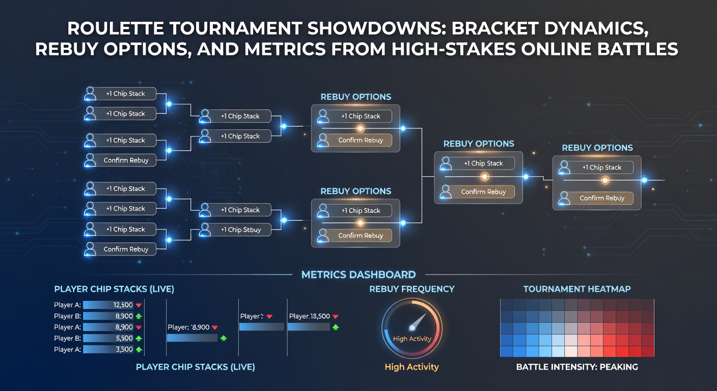 Spannende online roulette toernooi finale met spelers die chips stapelen tijdens een bracket showdown