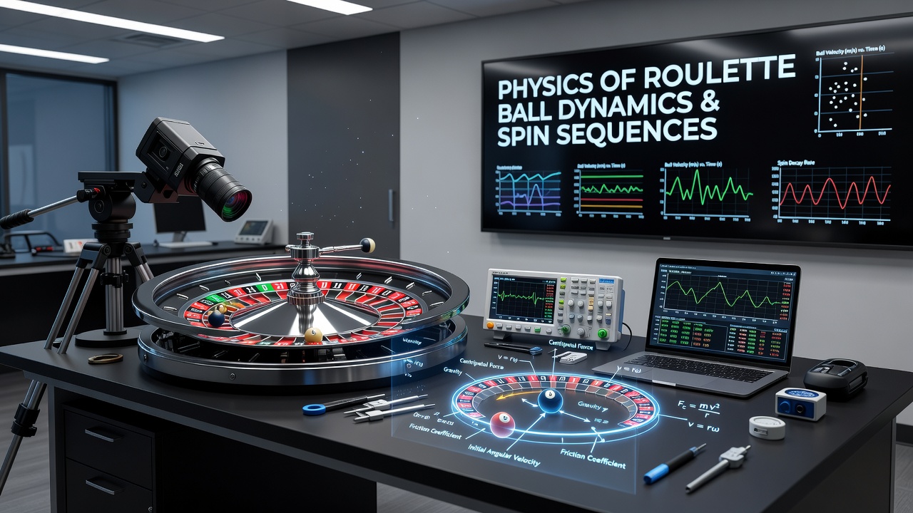 Analyse van spinsequenties met grafieken van baltrajecten in een professioneel roulettewiel