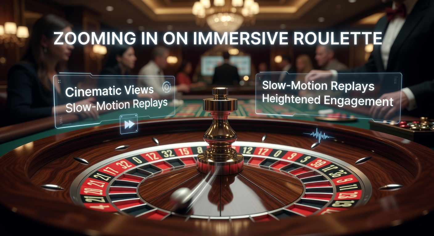 Live close-up van de roulettewiel in Immersive Roulette met slow-motion balval en meerdere camera's